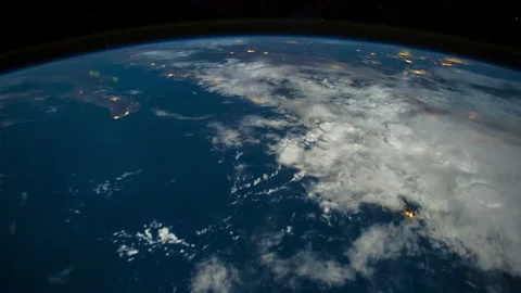 A flight over the earth's surface, taken from a space station. The northern Stock Footage 86446479
