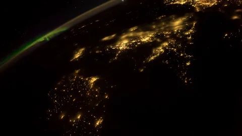 A flight over the earth's surface, taken from a space station. Elements Of This Stock Footage 90396255
