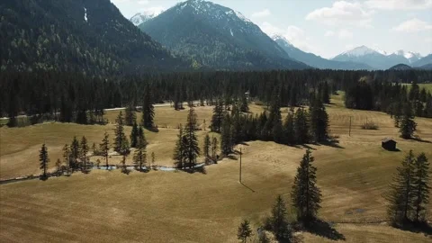 Flight over Ettaler Weidmoos Stock Footage 255634374