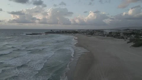Flight over the evening beach Video stock 241672467