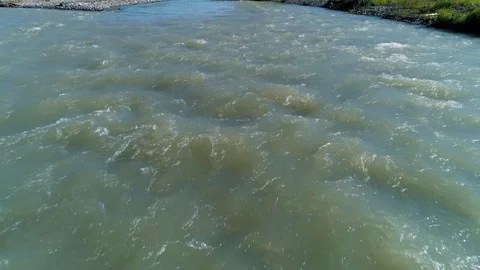 Flight Over the Fast River Stock Footage 77888303