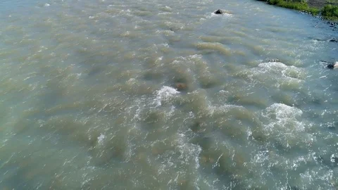 Flight Over the Fast River Stock Footage 77888355