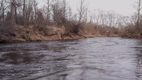 Flight over fast river Stock Footage 269405136