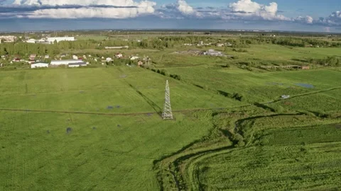 Flight over the fields in the suburbs of St. Petersburg 45 Stock Footage 136061148