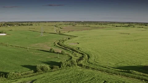 Flight over the fields in the suburbs of St. Petersburg 2 Stock Footage 136061639