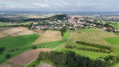 Flight over fields at Veste Otzberg Stock Footage 285856049