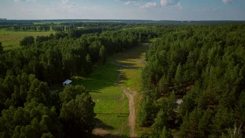 Flight over the forest and recreation areas Stock Footage 79773811