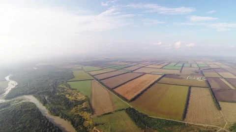 Flight over forest, field and river 6 库存影片 69031497
