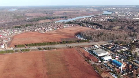 Flight over forests and fields Video stock 107376179