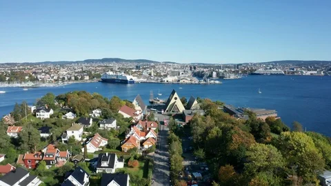 Flight over Fram Museum in Norway Video stock 127192289