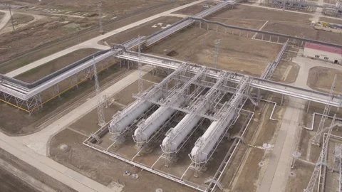 Flight over gas storage 2 動画素材 123697895