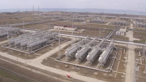 Flight over gas storage 3 動画素材 123698102