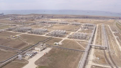 Flight over gas storage 3 Video stock 123698904