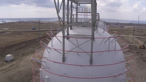 Flight over gas storage 3 스톡 동영상 123699023