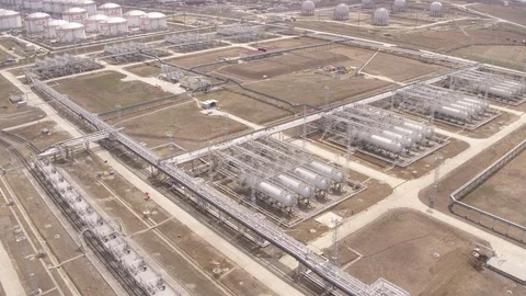 Flight over gas storage 4 Stock-Footage 123699505