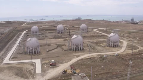 Flight over gas storage 動画素材 123697750