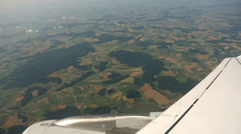 Flight over Germany in Summer, view from a airplane window Stock Footage 39878949