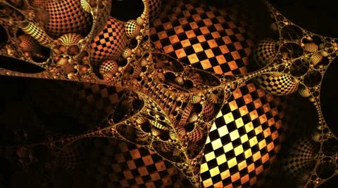 Flight over golden checkered complex structures n1449 Stock Footage 14827142