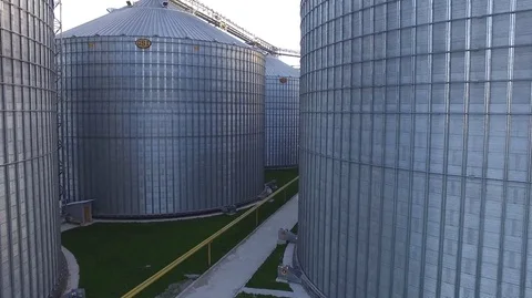Flight over a granary. Bread production. Agriculture industry. Aerial survey. Stock Footage 75688537