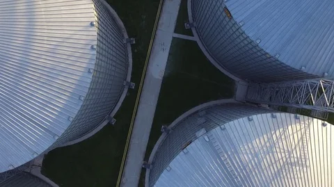 Flight over a granary. Bread production. Agriculture industry. Aerial survey. Stock Footage 75688564
