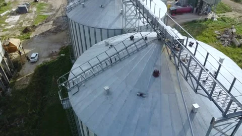 Flight Over A Granary. Bread Production. Agriculture Industry. Aerial Survey. Video stock 138297848