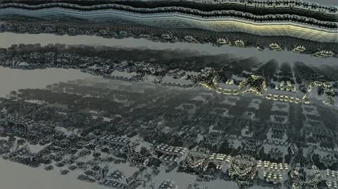 Flight over gray complex structures Stock Footage 22155535