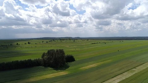 Flight over green fields , aerial view Stock Footage 120400451