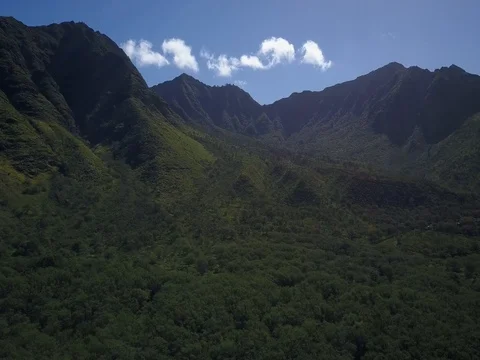 Flight over green mountain valley Stock Footage 72491443