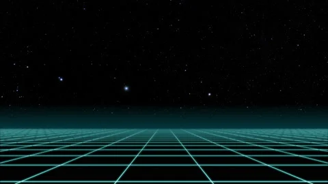 Flight over the grid, 80s Retro Sci-fi. Stock Footage 91639795