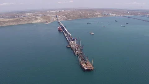 Flight over the harbour and sea 2 Stock-Footage 123701502