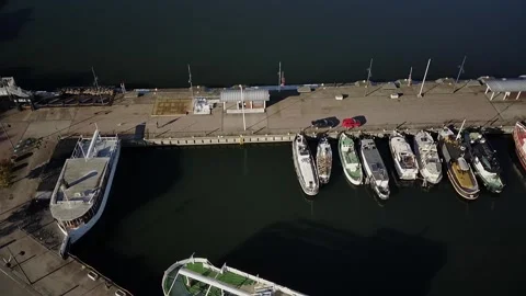 Flight over the harbour in Lahti Stock Footage 256675848