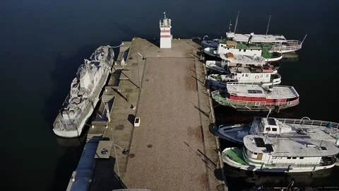 Flight over the harbour in Lahti Stock Footage 256675978