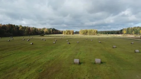 Flight over haystacks. Stock Footage 221273087