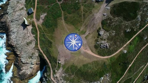 Flight over Hercules Tower in La Coruna Stock Footage 145188847