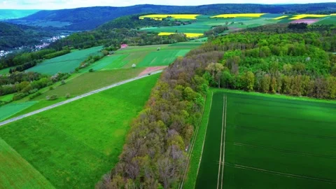 Flight over the hill and forest in the distance you can see the city Stock Footage 154372114