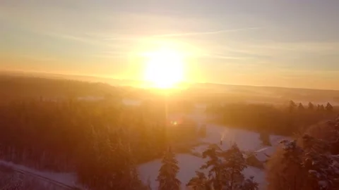 Flight over house in beautiful winter forest. Stock Footage 166571316