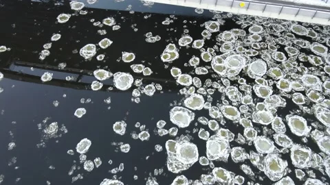 Flight Over Of Ice Floes in river Stock Footage 167702505