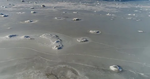 Flight over the icy sea, overlooking the city of Tallinn. Stock Footage 86701226