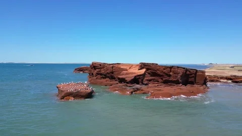 Flight over the Îles de la Madeleine (Canada) Stock Footage 253060643