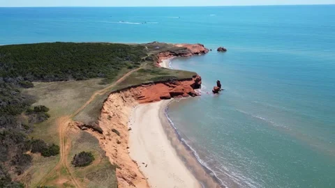 Flight over the Îles de la Madeleine (Canada) Stock Footage 253081790