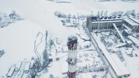 Flight over the industrial zone to the pipe of the heat power network with a Stock Footage 166888156