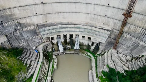 Flight over the Inguri hydroelectric power station in Georgia Stock Footage 168306435