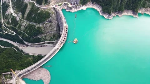 Flight over the Inguri hydroelectric power station in Georgia Stock Footage 168355241