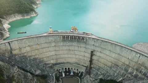Flight over the Inguri hydroelectric power station in Georgia Video stock 168355293