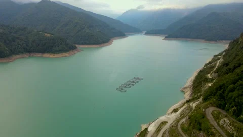 Flight over the Inguri hydroelectric power station in Georgia Stock Footage 168355495