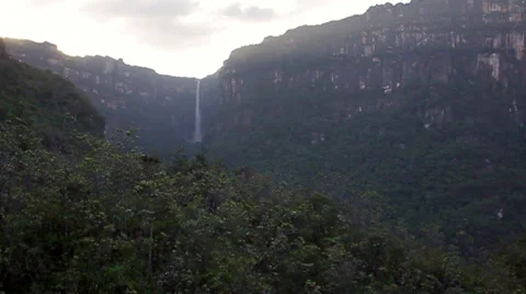 Flight over jungles, with  waterfall far shoot Vídeo Stock 38730160
