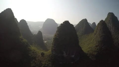 Flight over karst landscape Stock Footage 49322785