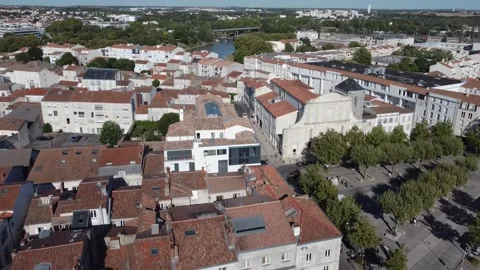 Flight over La Rochelle, view of the Ferris wheel and port Video stock 155231087