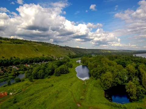 Flight over lake of the clouds. Stock Footage 77468443