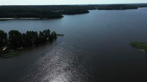 Flight over Lake With a Drone Stock Footage 201622034